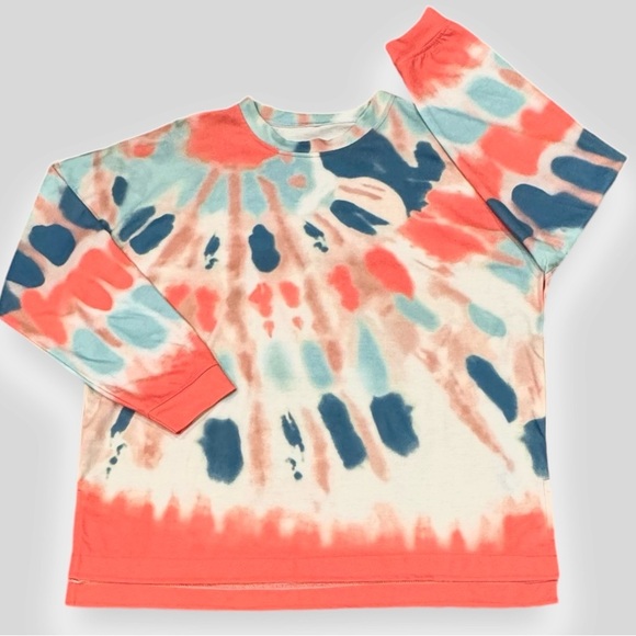 NWOT Crewneck Long Sleeve Tie Dye Sweatshirt/Tee Soft Thin Pullover Sz L (12-14) - Picture 2 of 9